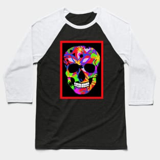 RAINBOW FLOWER SKULL Baseball T-Shirt